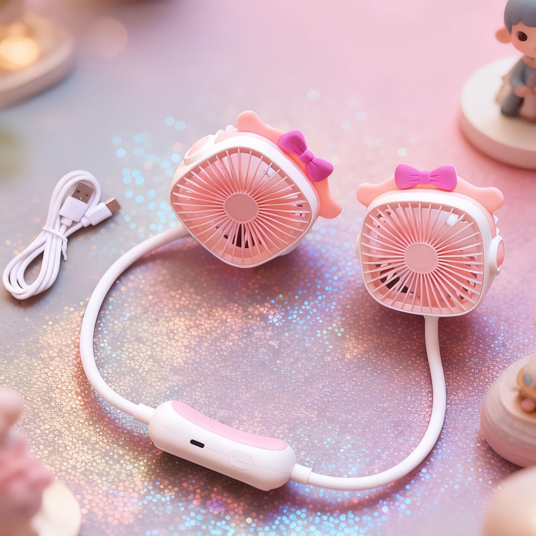 Ladies wearable neck fan with dual design Bowlift