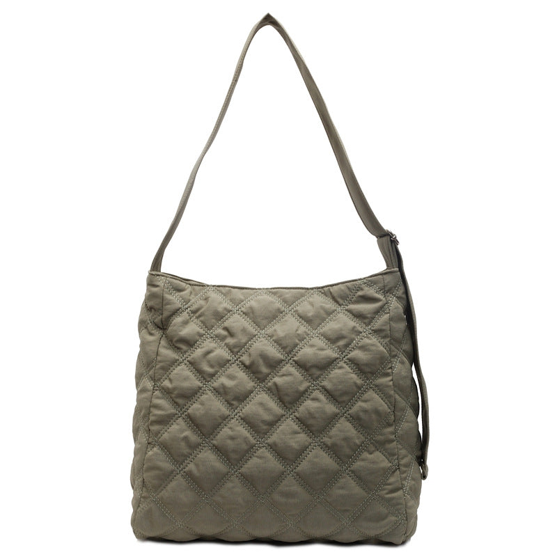 Quilted Soft Fabric Shoulder Bag Bowlift