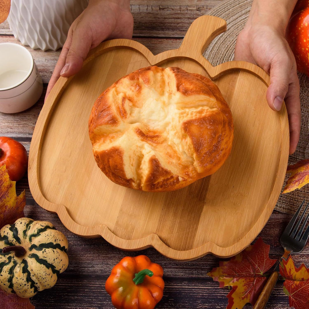 Pumpkin-Shaped Bamboo Serving and Cutting Board Bowlift