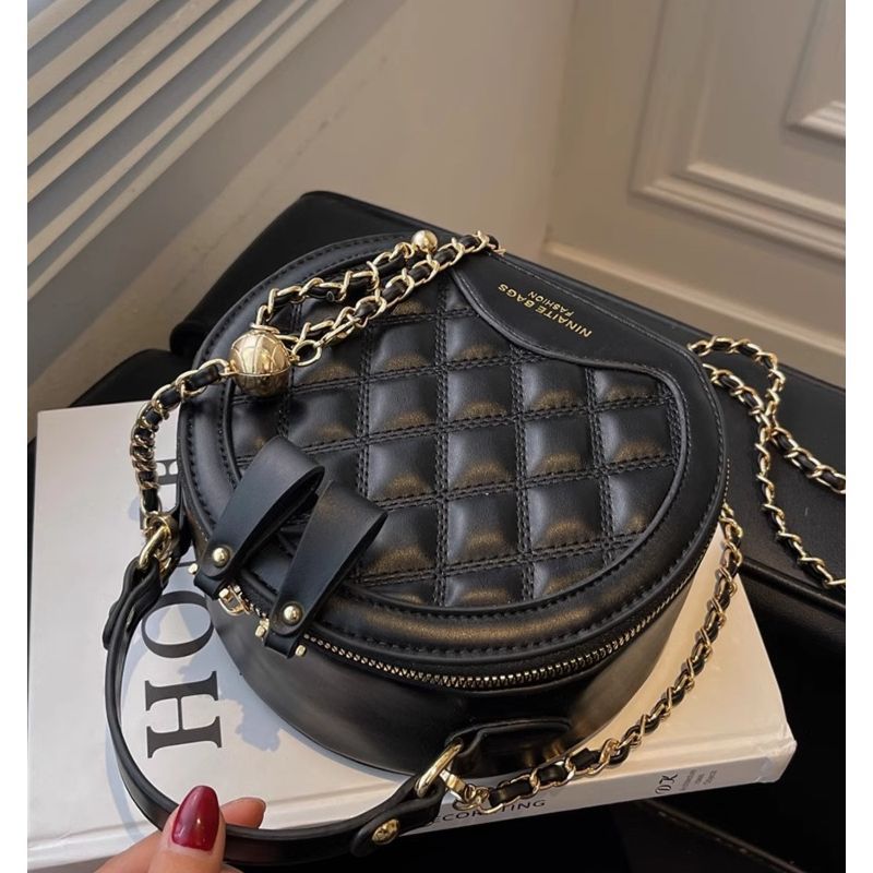 Quilted Round Crossbody Bag Bowlift