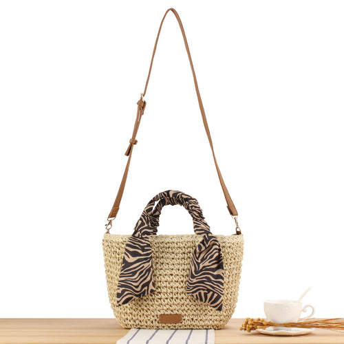 Braided shoulder bag with fashionable scarf detail Bowlift