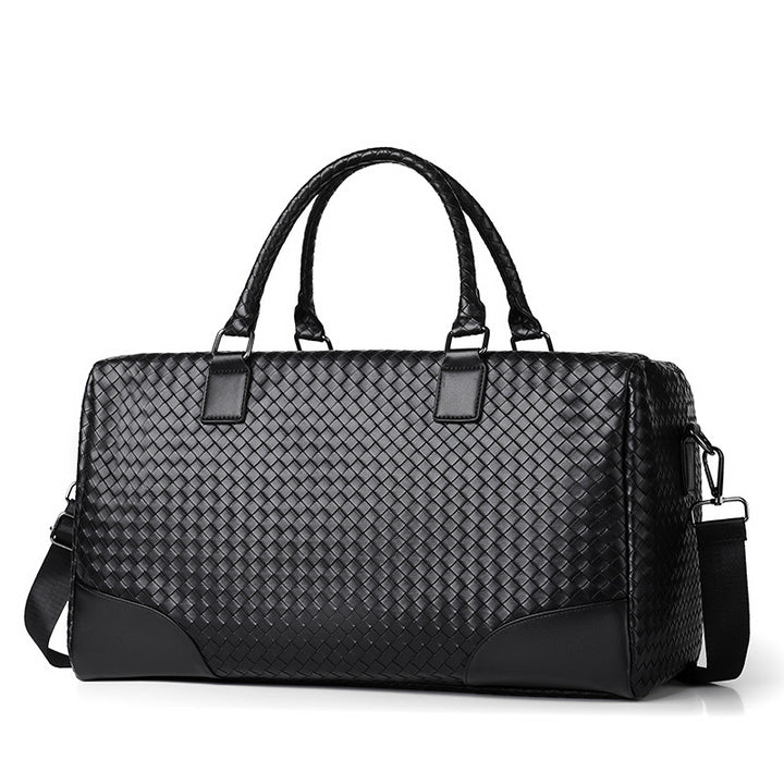 Woven Leather Weekender Duffel Bag Bowlift