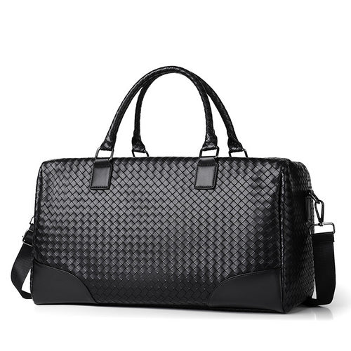 Woven Leather Weekender Duffel Bag Bowlift