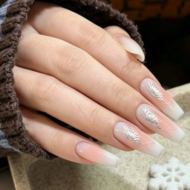 Artifical nails with elegant butterfly design Bowlift