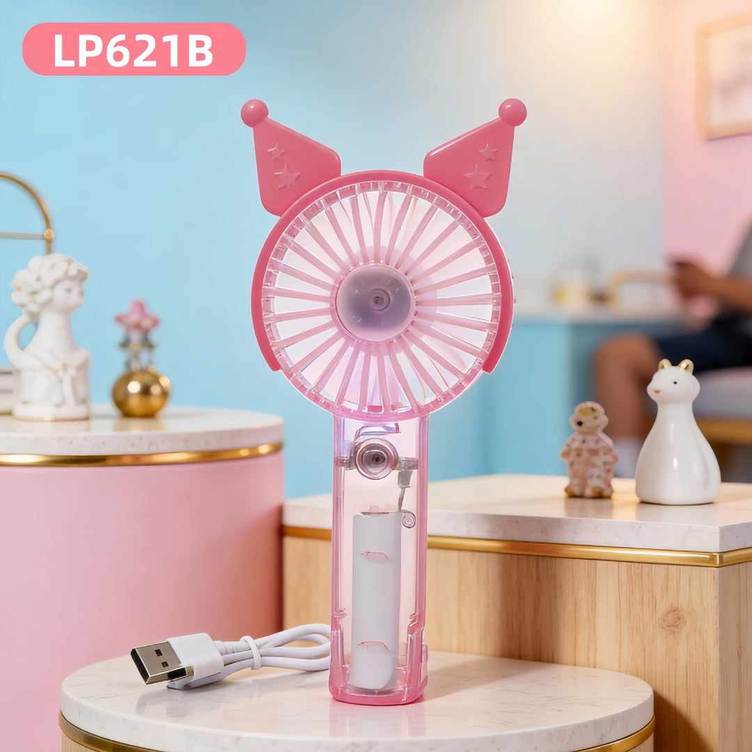 Women Portable Mini Fan with LED Lighting and Convenient USB Connection Bowlift