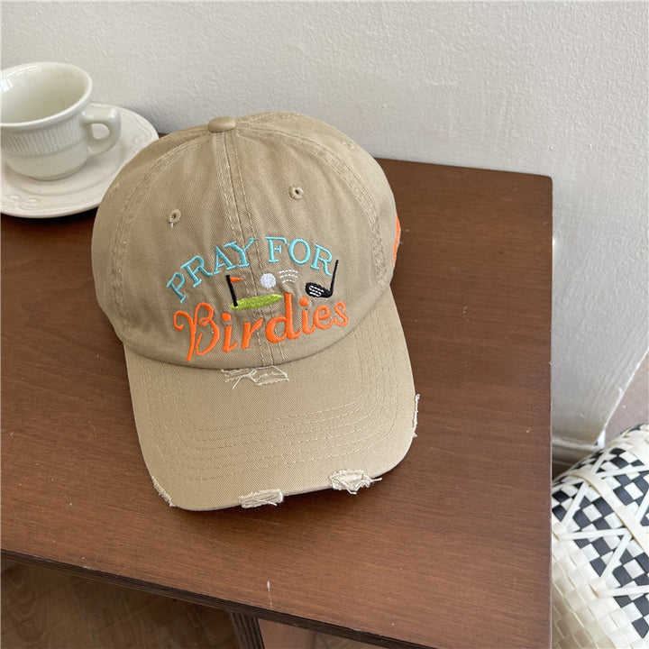 Women's Casual Distressed Embroidered Baseball Cap Bowlift