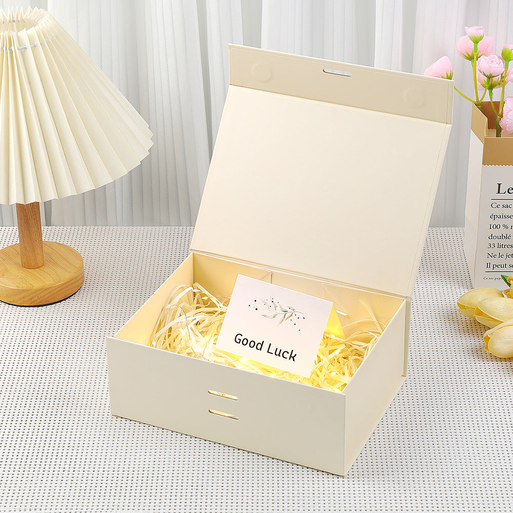 Premium magnetic gift presentation box with LED fairy lights and greeting card Bowlift