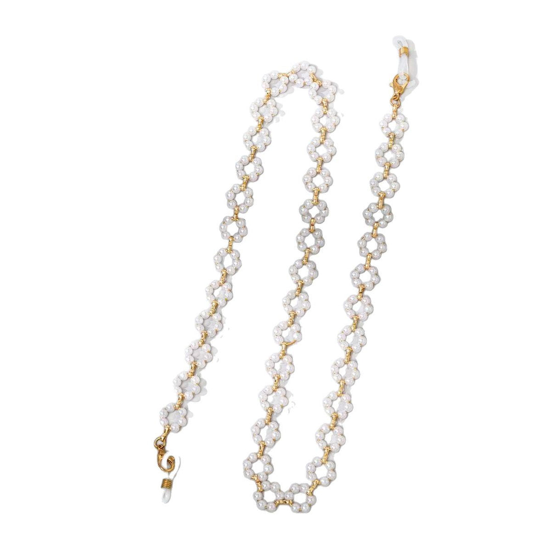 Elegant Pearl and Gold Chain Eyewear Holder Bowlift