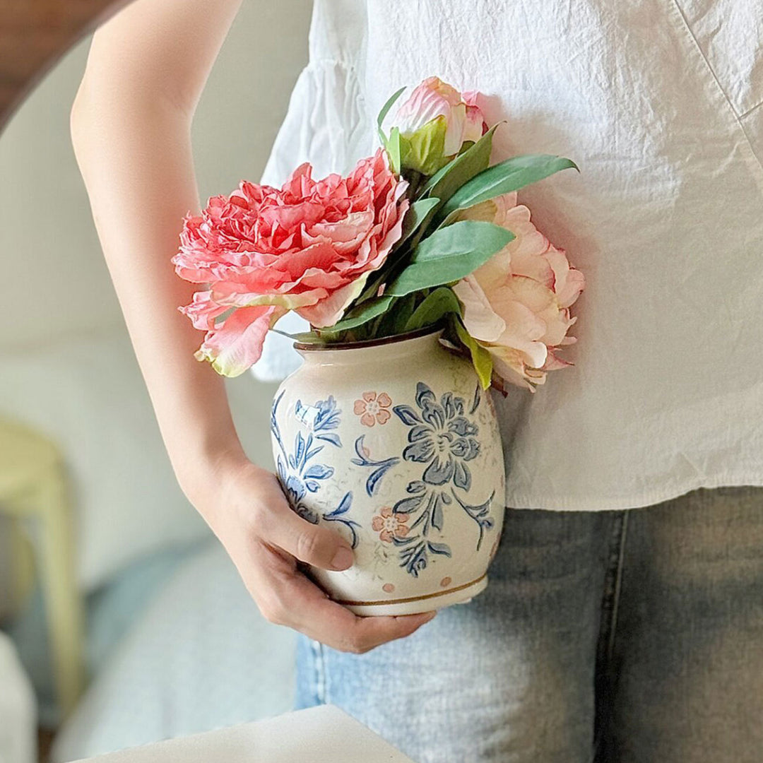 Floral-Inspired Decorative Ceramic Vase