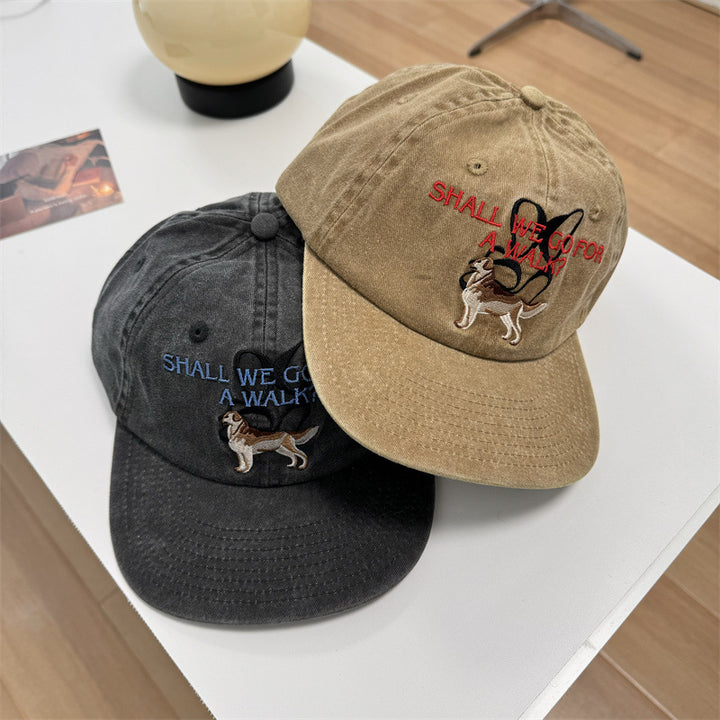 Unisex Funny Embroidered Dog-Themed Cap Bowlift