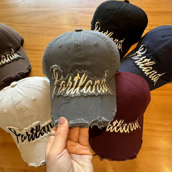 Unisex Distressed Denim Baseball Cap Bowlift
