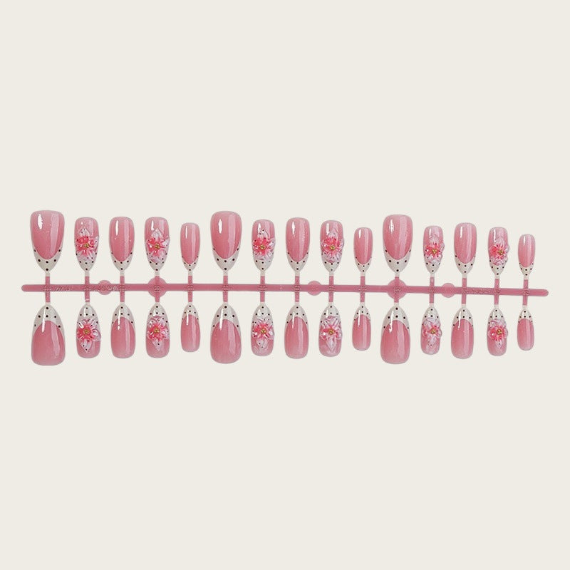 Decorative Floral Press-On Nail Set Bowlift
