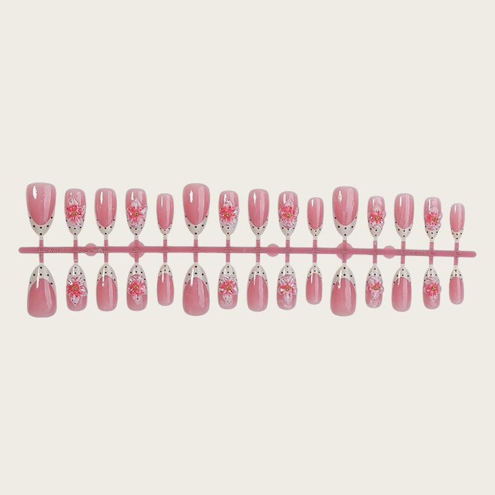 Decorative Floral Press-On Nail Set Bowlift
