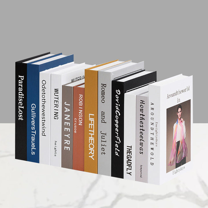Decorative faux book storage box set for bookshelf styling Bowlift