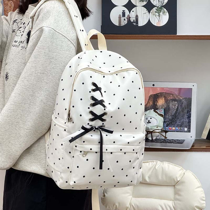 Playful Polka Dot Casual Backpack Bowlift
