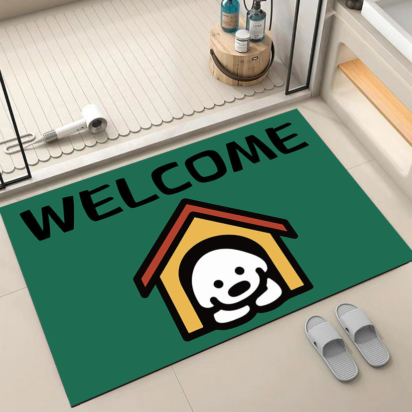 Cartoon Dog-Themed Welcome Mat Bowlift