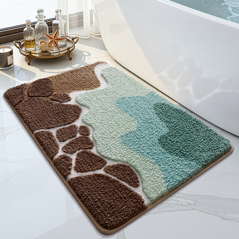 Coastal Beach-Themed Bath Mat Bowlift