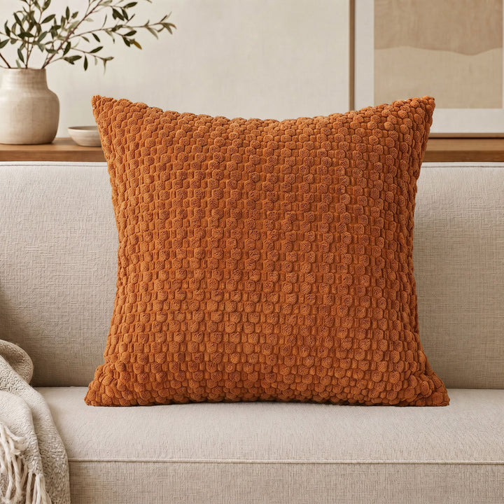 Textured chenille waffle throw pillow with plush insert Bowlift