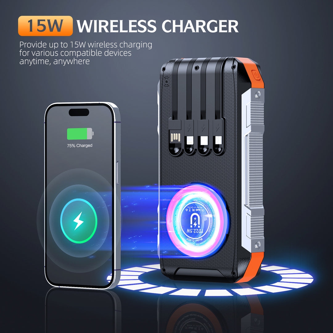 Multifunctional solar power bank with LED light and fast charging function Bowlift