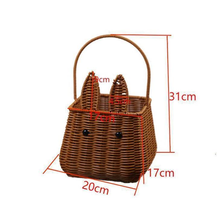 Whimsical Rabbit-Shaped Woven Basket Bowlift