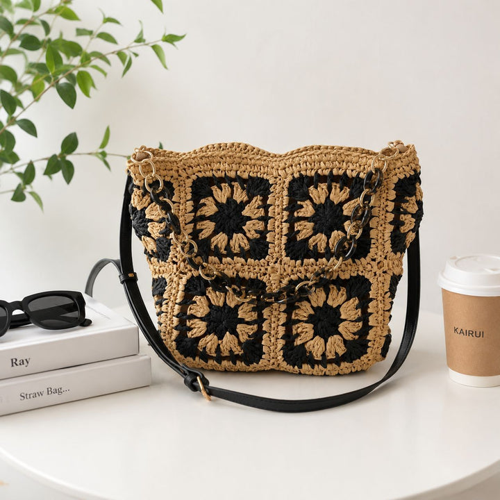 Fashionable Shoulder Bag Made of Handmade Crochet Material Bowlift