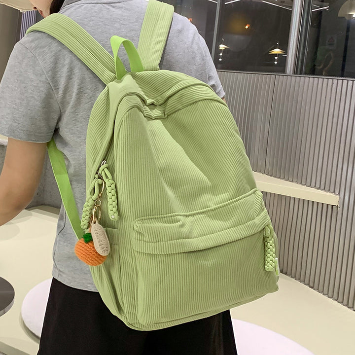 Textured Corduroy Laptop Backpack Bowlift