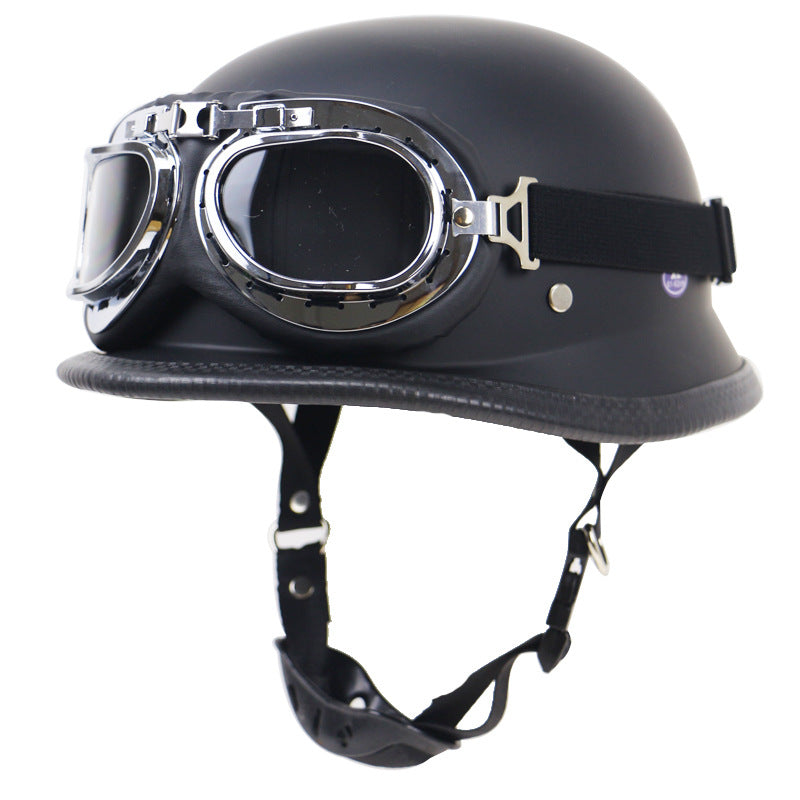 Vintage Motorcycle Helmet with Protective Goggles Bowlift