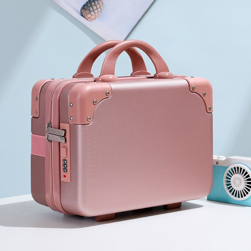 hard-shell vanity carry cosmetic case with reinforced corners and combination lock Bowlift