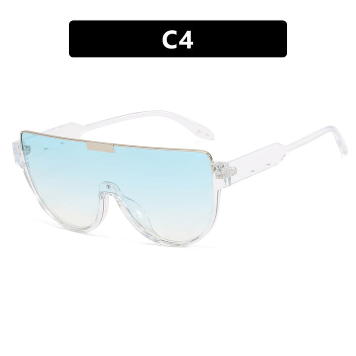 Women futuristic oversized sunglasses with clear full-rim frame Bowlift