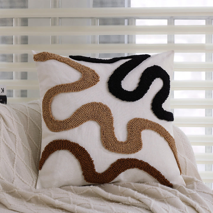 Square cushion cover Bowlift made of mottled tweed-boucle weaving with fine piping edge