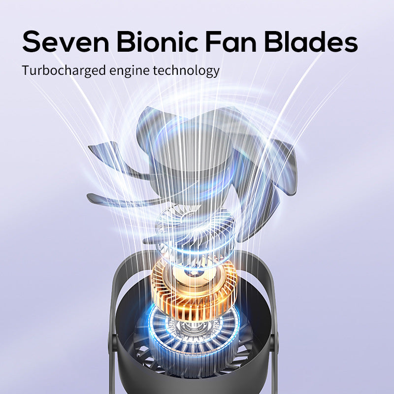Unisex portable battery table fan with digital battery display, touch-sensitive power button, and adjustable stand