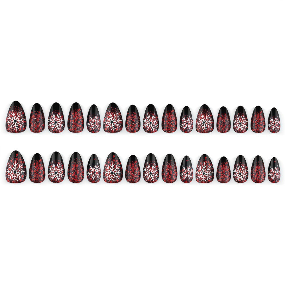 Artificial Winter Nails with Snowflake Pattern Bowlift
