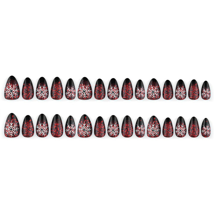Artificial Winter Nails with Snowflake Pattern Bowlift