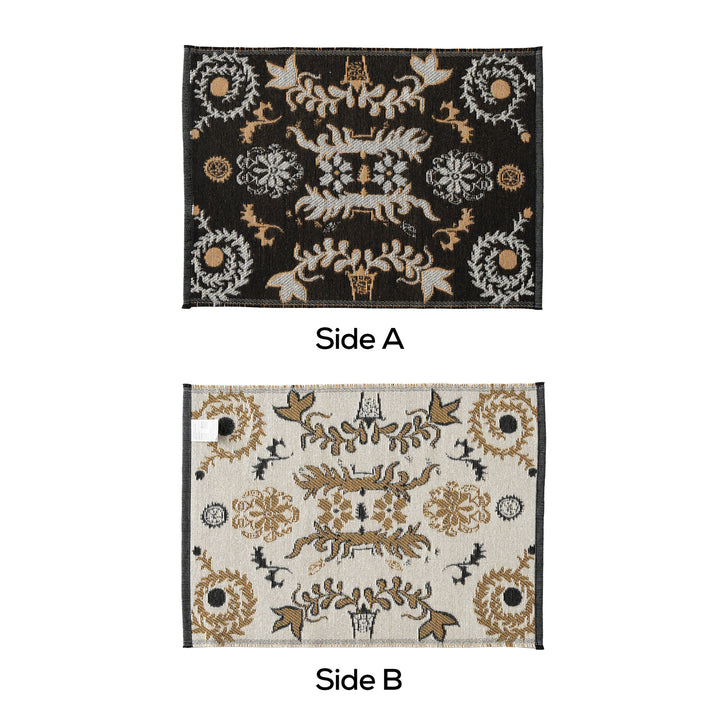 Reversible woven rug runner with ornamental jacquard structure Bowlift