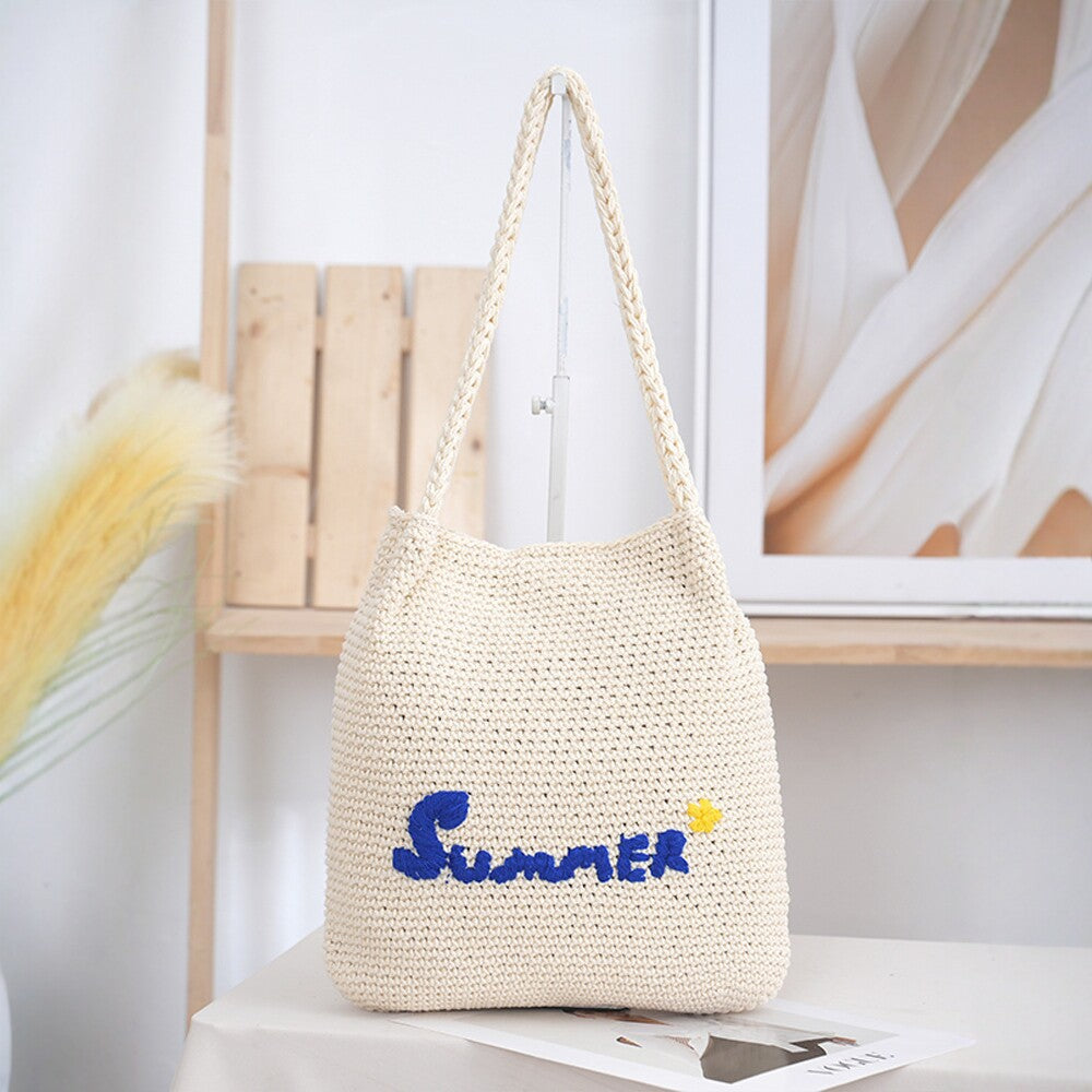 Handcrafted straw bag with summer motif Bowlift