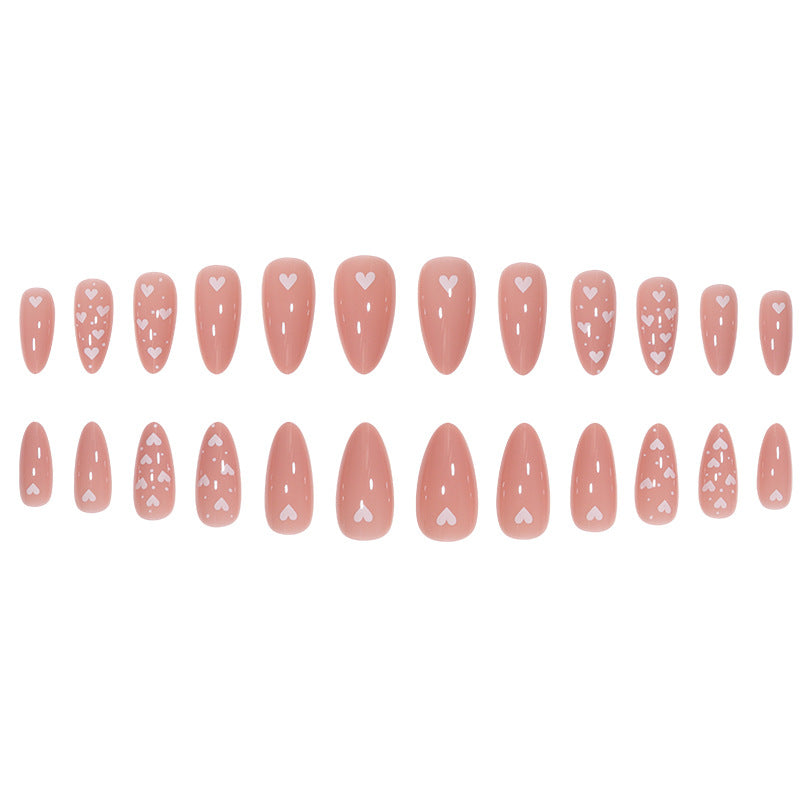 Charming Heart-Embellished Stiletto Press-On Nails Bowlift