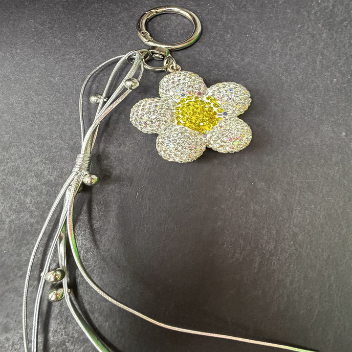 Rhinestone Flower Charm Keychain Bowlift