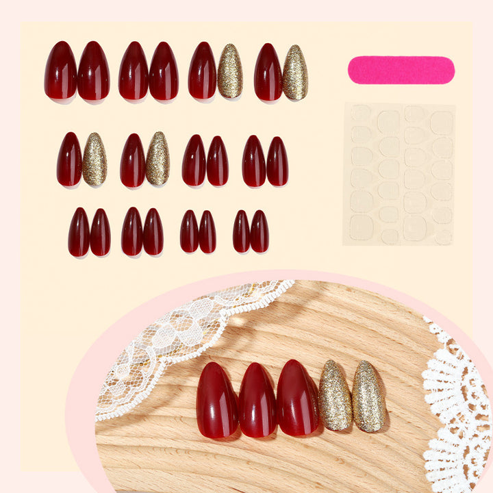 Acrylic nail set with extravagant glitter and classic design Bowlift