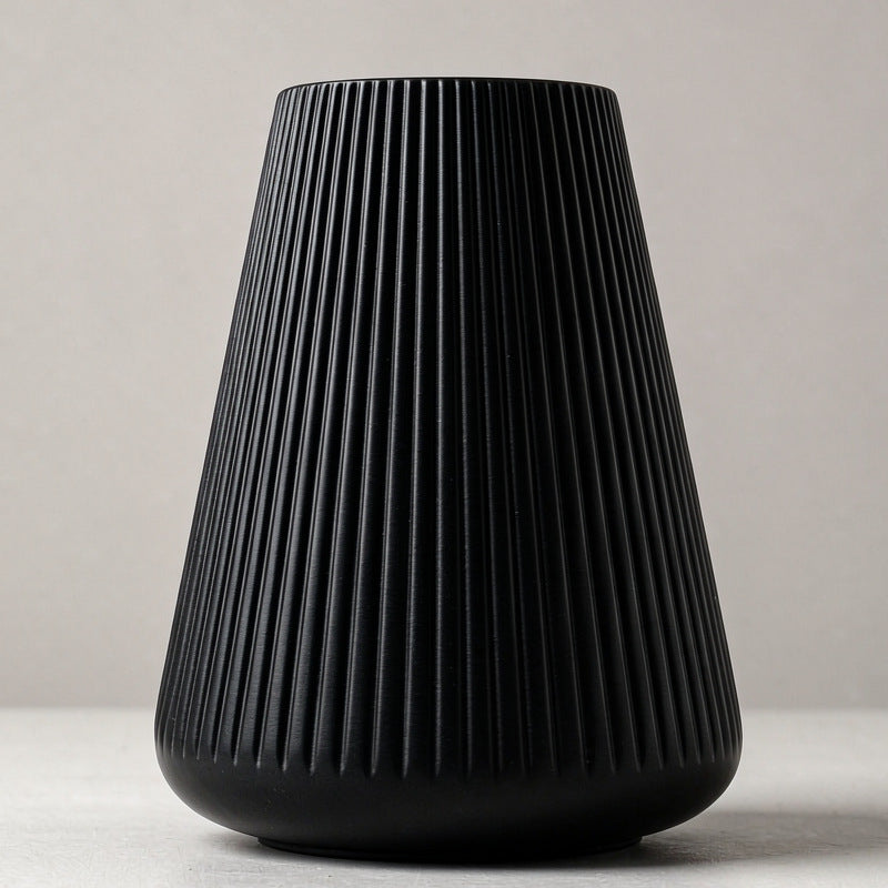 Modern Vertical Ribbed Ceramic Vase Bowlift