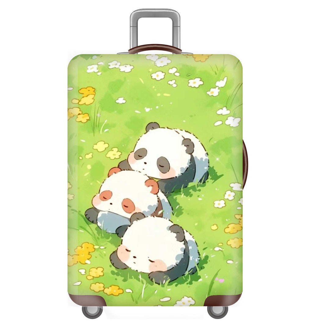 Unisex non-elastic suitcase cover for hard shell trolley with cute panda design, stretch protective cover with handle and wheel openings Bowlift