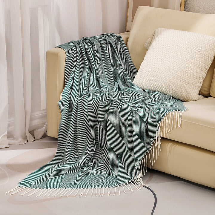 Luxury Herringbone Pattern Throw Blanket Bowlift