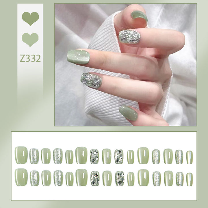 Acrylic nail set with elegant glitter design and creative effects Bowlift