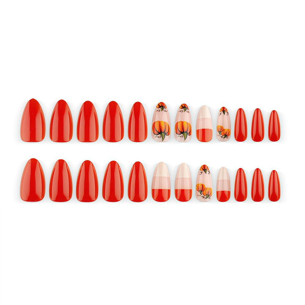 Artificial nails with autumn pumpkin design Bowlift