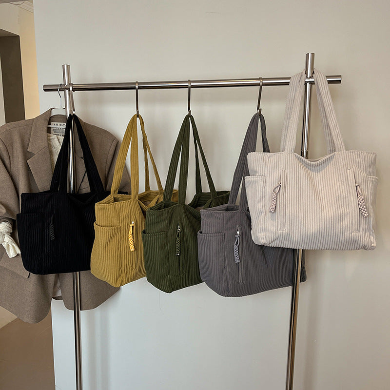 Corduroy Multi-Pocket Tote Bag Bowlift