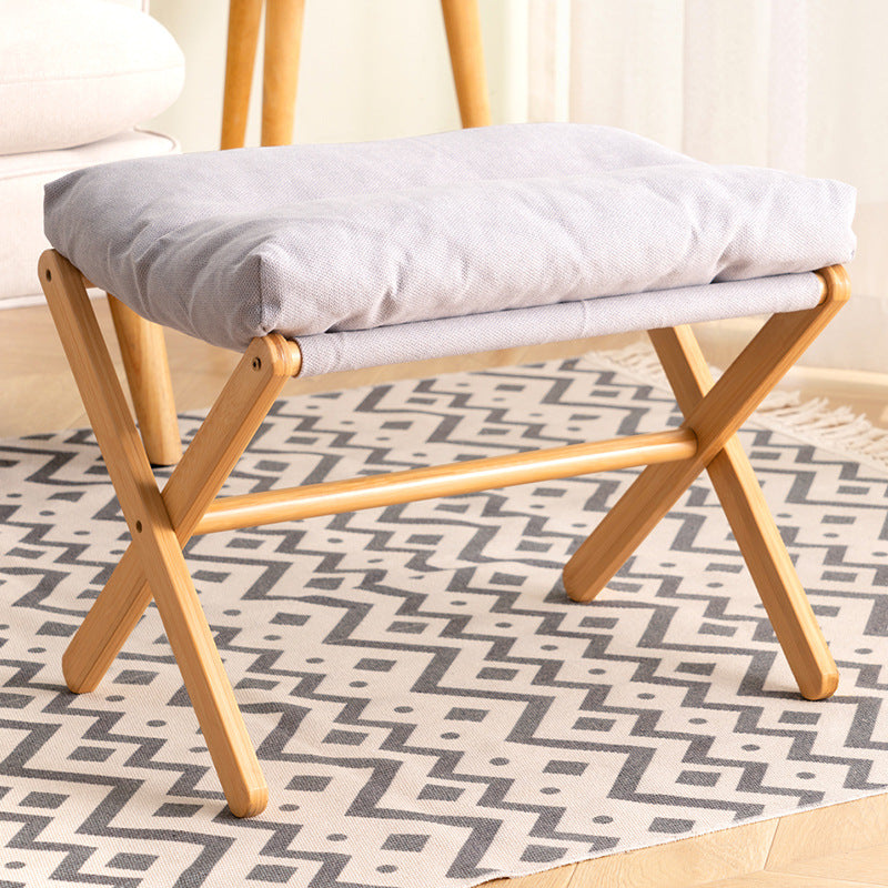 Folding Stool with Padded Seat and Stable Wooden Frame Bowlift