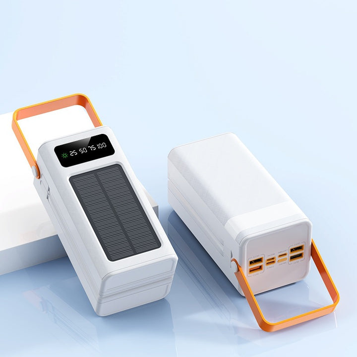 Portable Solar Power Bank with Digital Display and Practical Carrying Strap Bowlift