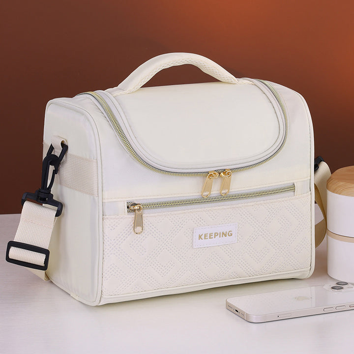 Cosmetic transport bag with insulated interior and practical compartments Bowlift