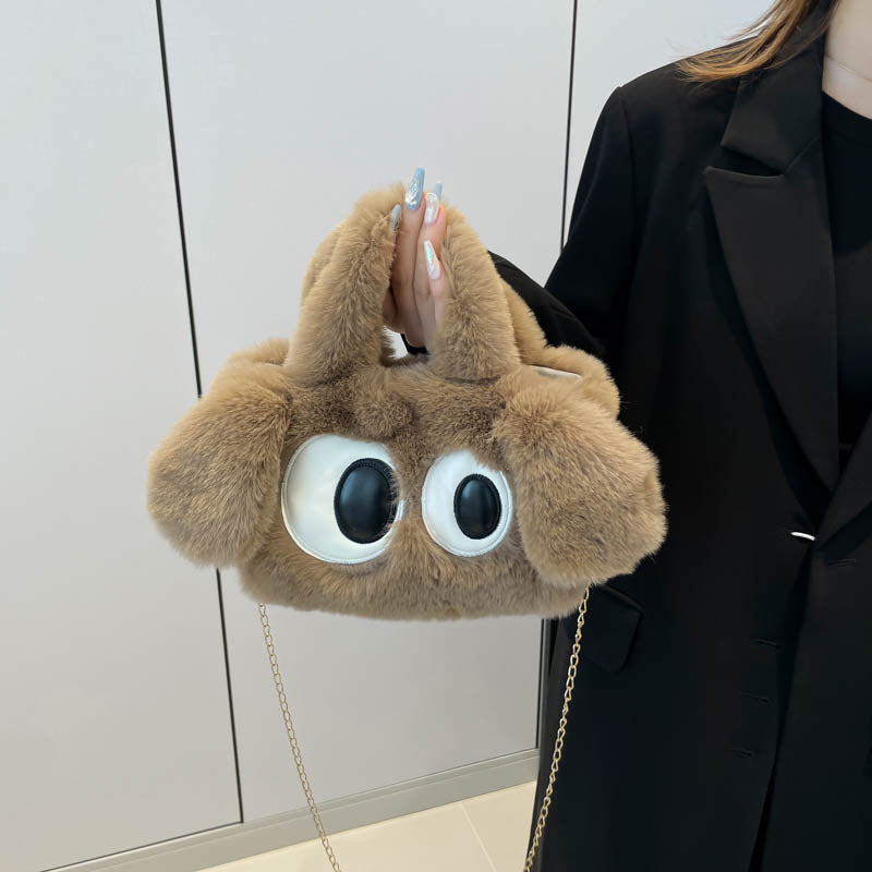Cozy plush shoulder bag with ear application Bowlift