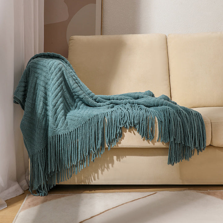 Cozy Knit Fringe Blanket Bowlift