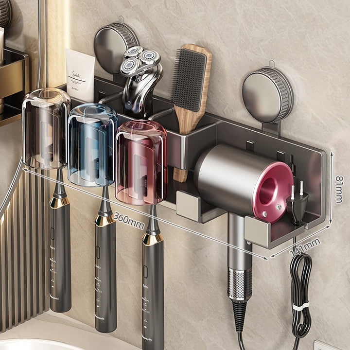 Wall-Mounted Hair Tool Organizer with Storage Compartment Bowlift
